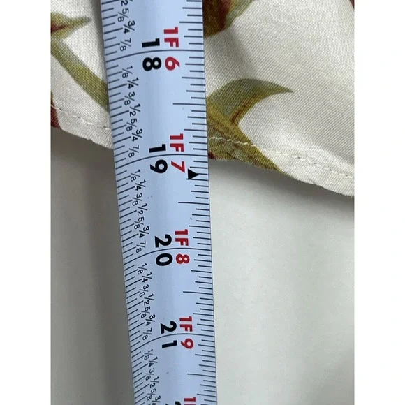 H&M Size 8 Women White Brown Floral Long Sleeve Button-Up Front Tie Top Blouse - Picture 6 of 10